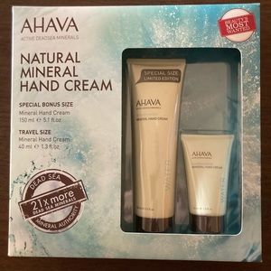 AHAVA brand Natural Mineral Hand Cream 2 pak, with active Dead Sea minerals.
